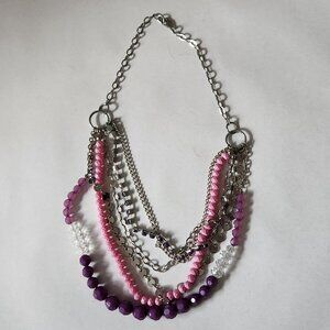Ann Taylor - Purple & Pink Beaded Necklace